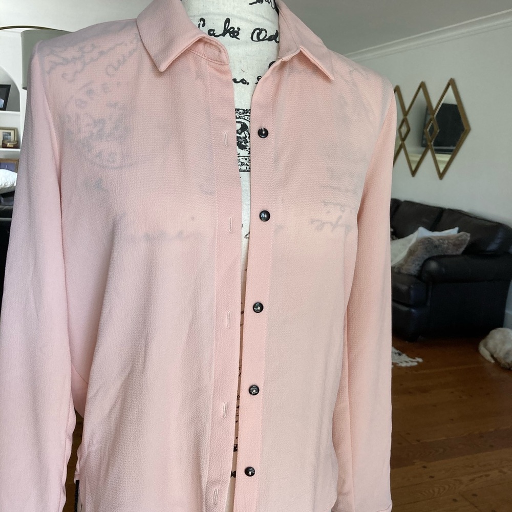 Pink blouse size small black buttons.